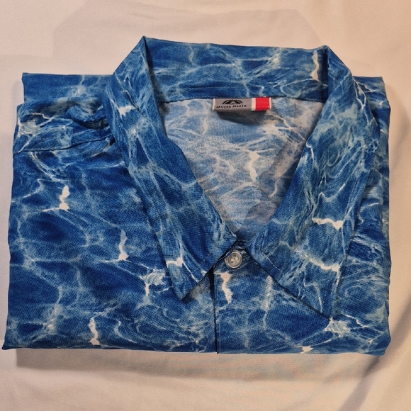 Arizona Jean Company Blue and White Golf Casual Button Down Shirt - Picture 9 of 9